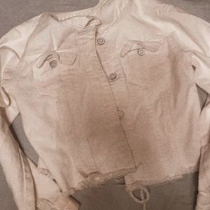White Cropped Jean Jacket